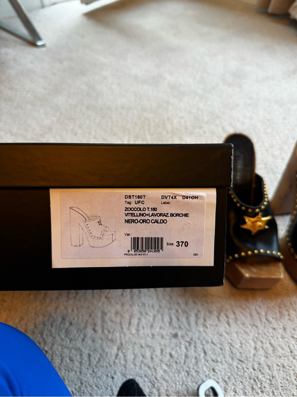 Versace Black Leather Platform Clogs with Gold Star and Studded Details Size 6.5 - Picture 10 of 10